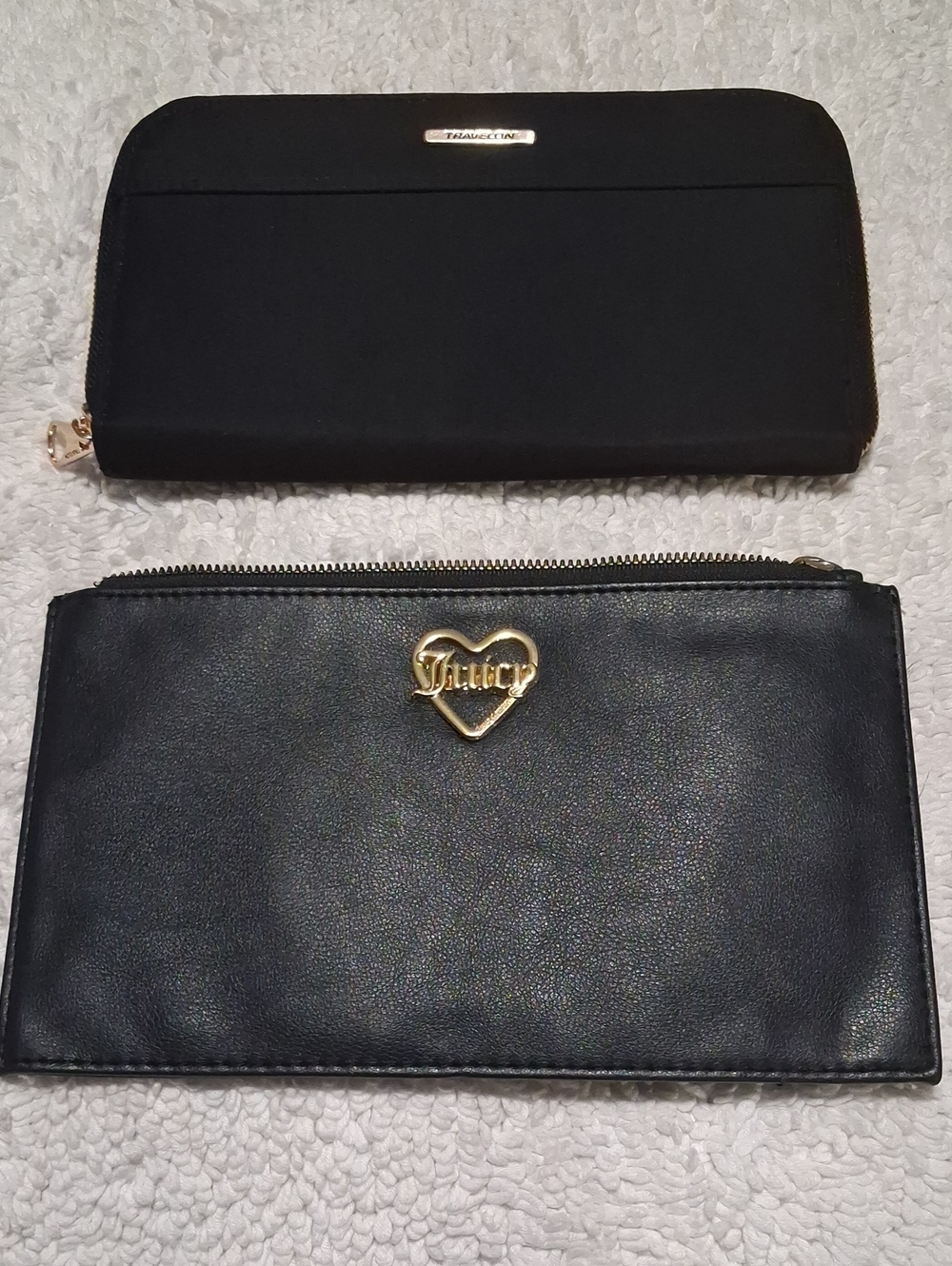 Juicy Couture Black Zip-Around Pouch/ Wallet  & Travelon Case Bundle
